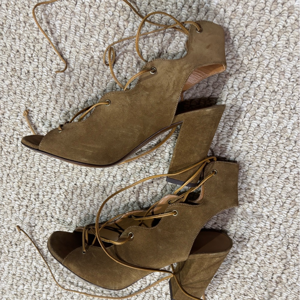 Saint Laurent Suede Lace-Up Gladiator Heeled Sandals - Picture 7 of 13
